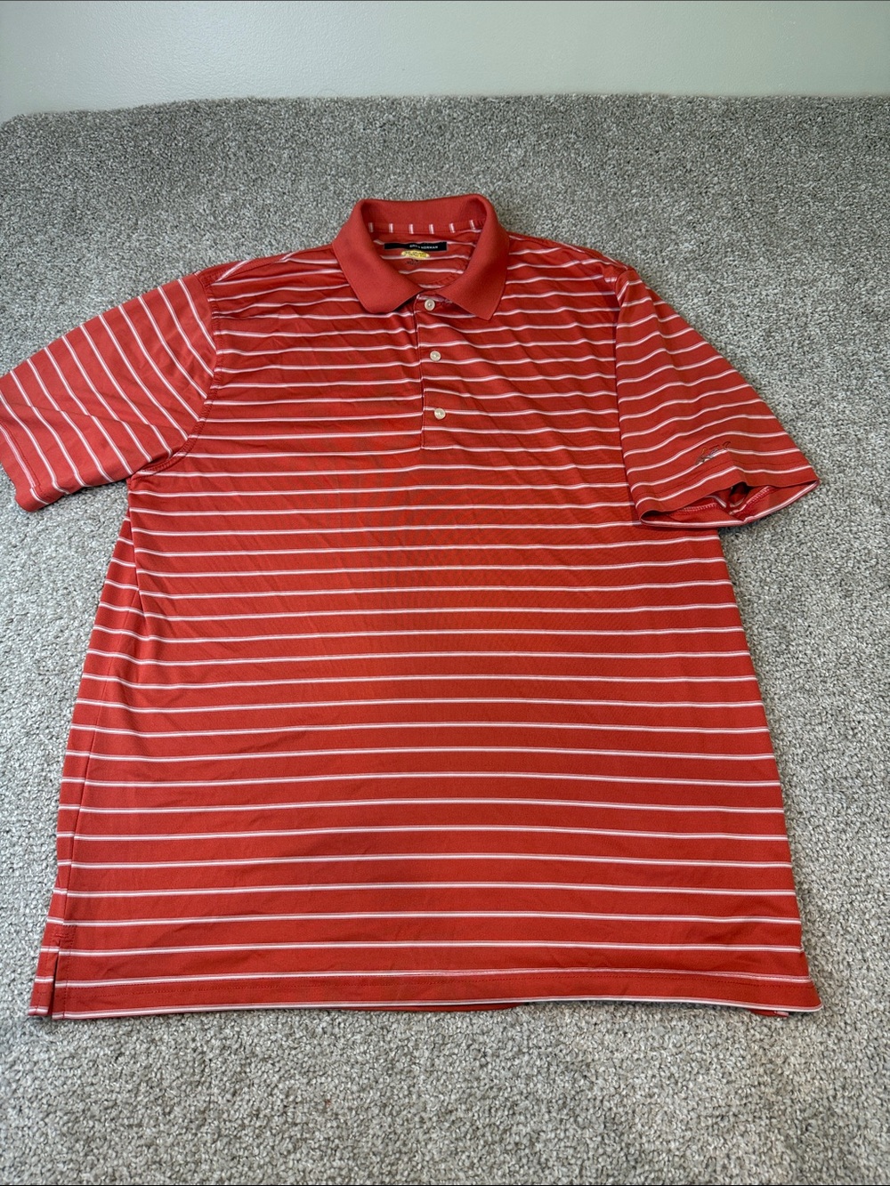 Greg Norman Collection Red Striped Polo
